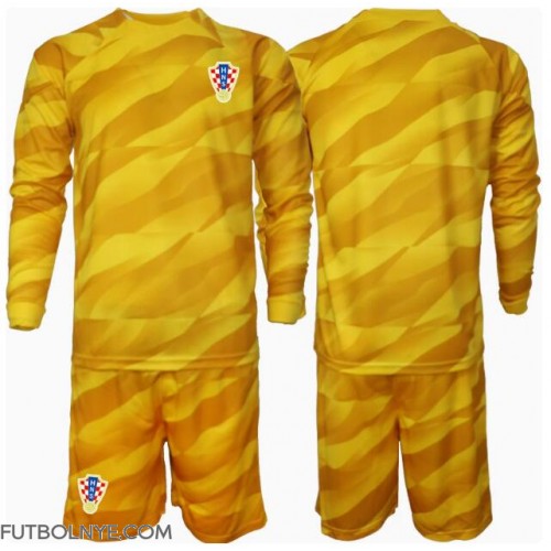 Camiseta Croacia Portero Primera Equipación para niños Eurocopa 2024 manga larga (+ pantalones cortos)